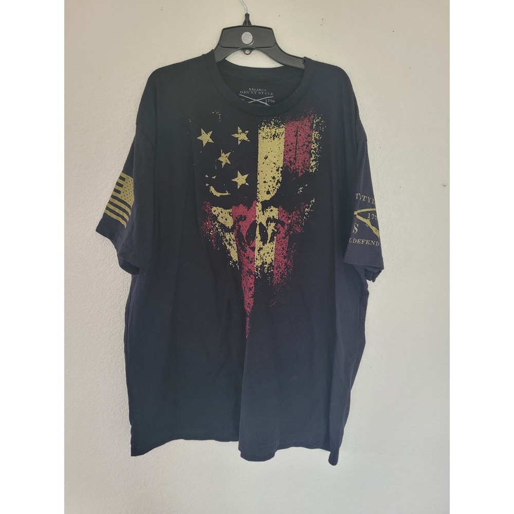 Grunt Style Mens XXL Black Skull American Flag Graphic T-Shirt GS 1776 #15